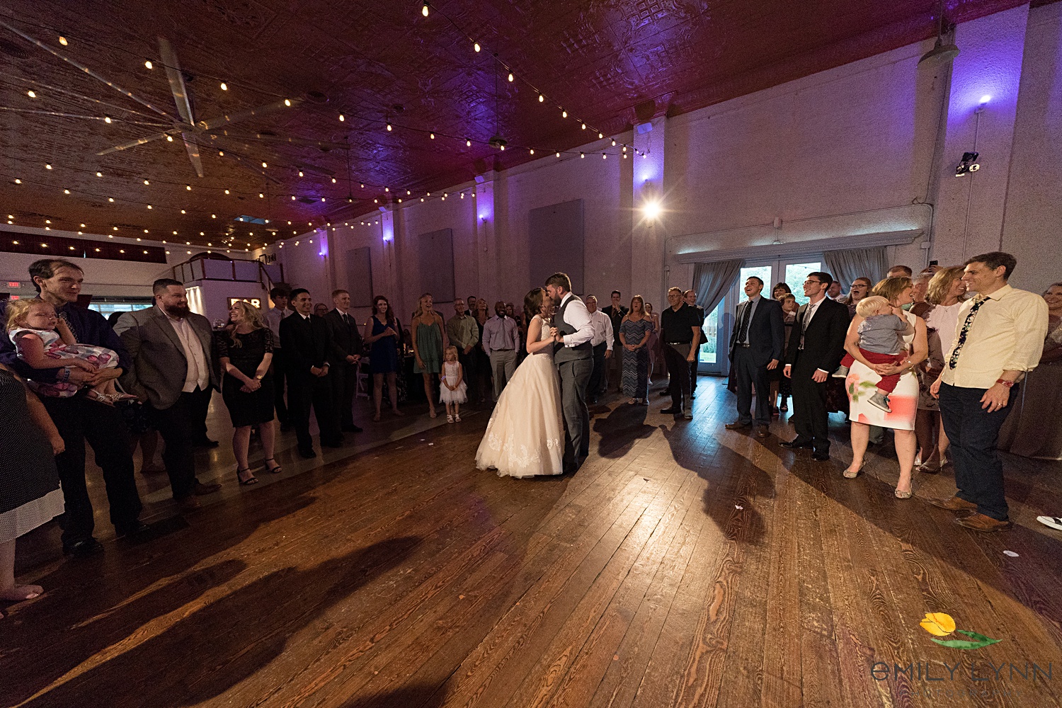 Reception Dancing- Sunset Couple Wedding Photo Wedding-Photos-at-the-Vox-Theatre-KC-Wedding-Photographer-Emily-Lynn-Photography