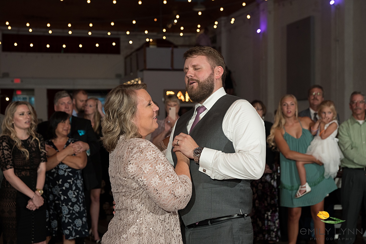 Mother Son Dance-Reception Dancing- Sunset Couple Wedding Photo Wedding-Photos-at-the-Vox-Theatre-KC-Wedding-Photographer-Emily-Lynn-Photography