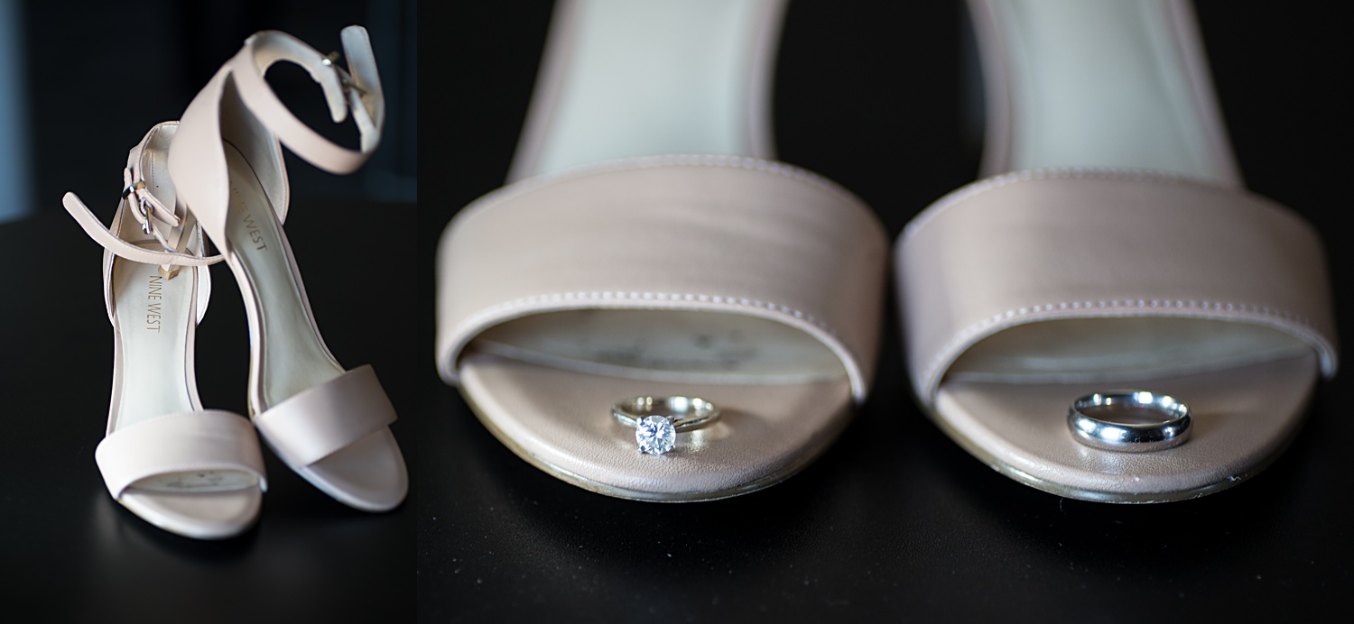 wedding shoes and wedding rings photo